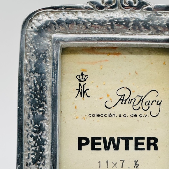 Ann Kary Pewter Picture Frame Hand-Made In Mexico 11" x 7.5" Easel Wood Back - Picture 4 of 12